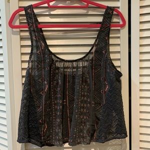 Gray See-through Tank Top